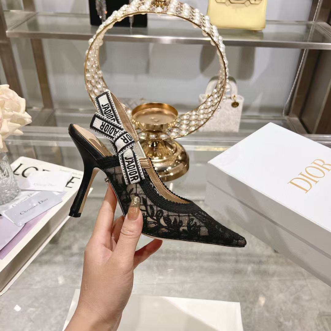 SLINGBACK J'ADIOR FLORAL BLACK LACE - 35