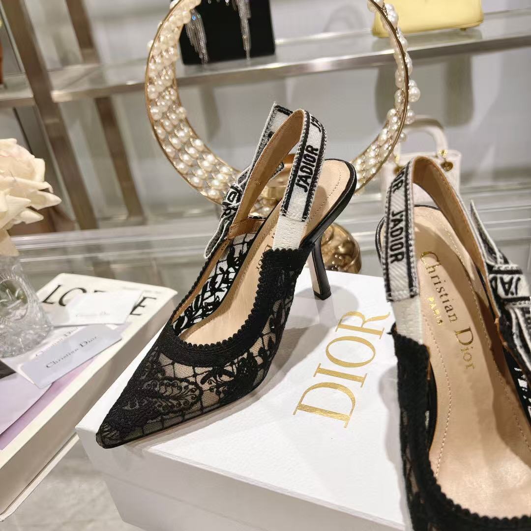 SLINGBACK J'ADIOR FLORAL BLACK LACE - 35