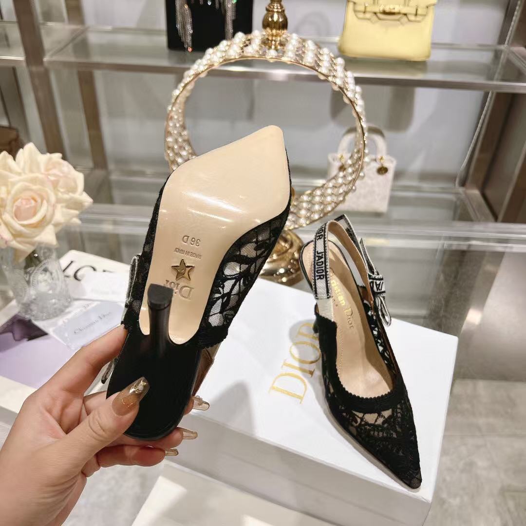 SLINGBACK J'ADIOR FLORAL BLACK LACE - 35