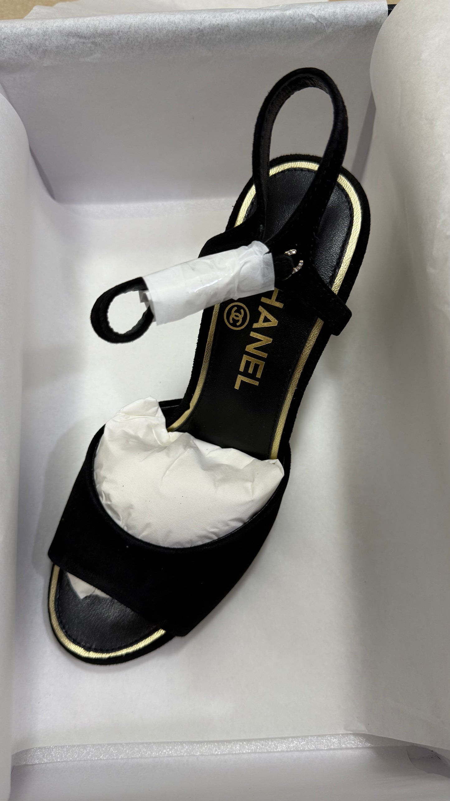 CC SUEDE KIDSKIN SANDAL IMITATION PEARLS BLACK - 35