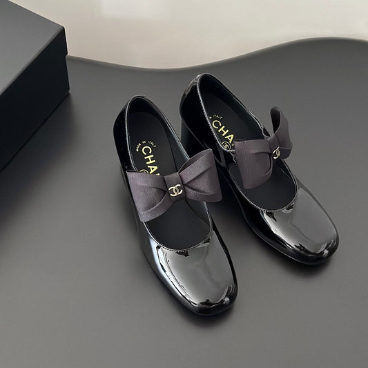 CC MARY JANE PUMPS PATENT CALFSKIN GROSGRAIN BLACK - 35