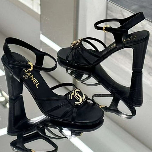 HIGHT SANDALS 2025 IN BLACK PATENT LAMBSKIN - 35