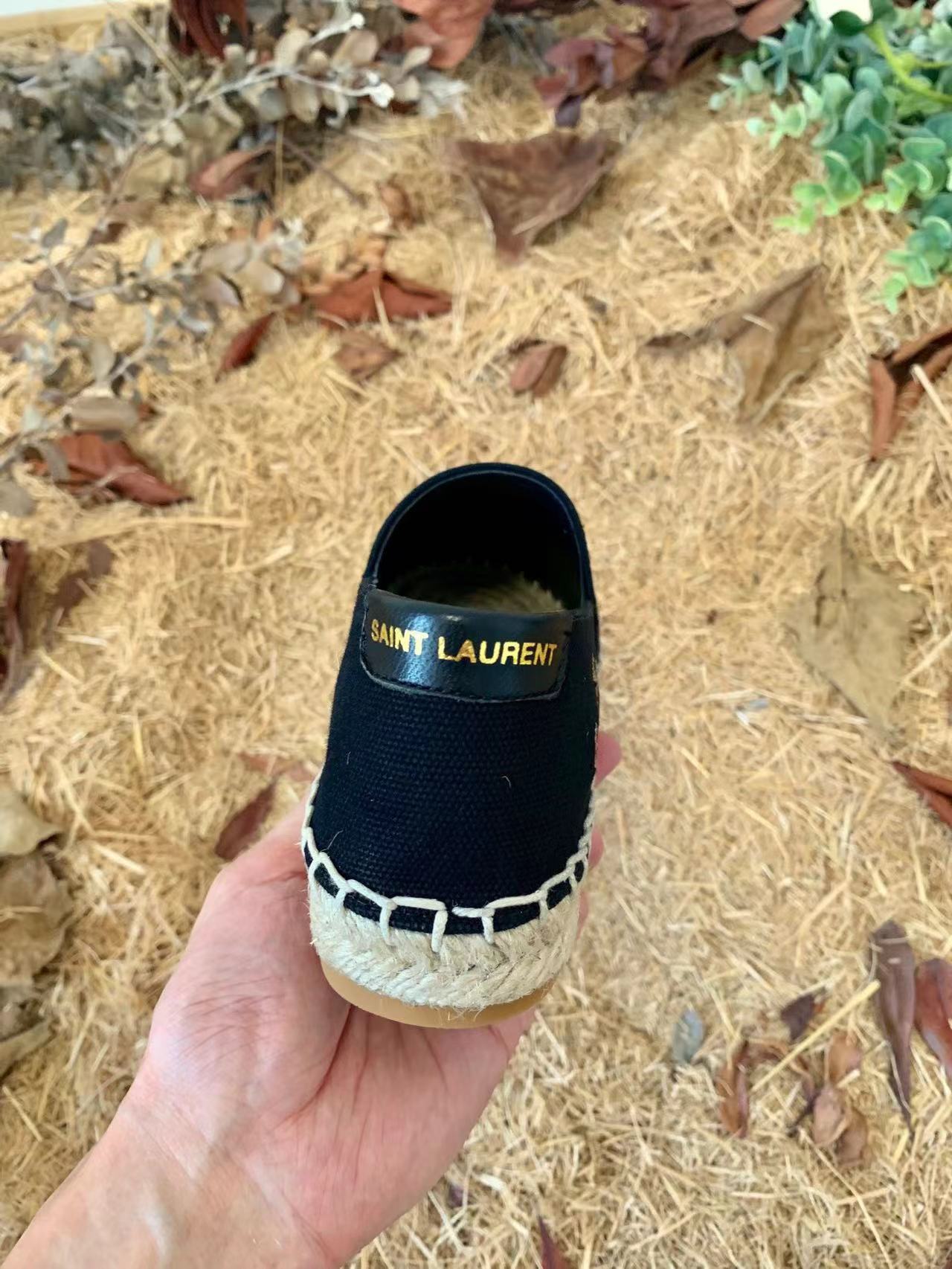 SL EMBROIDERED ESPADRILLES IN CANVAS BLACK - 35