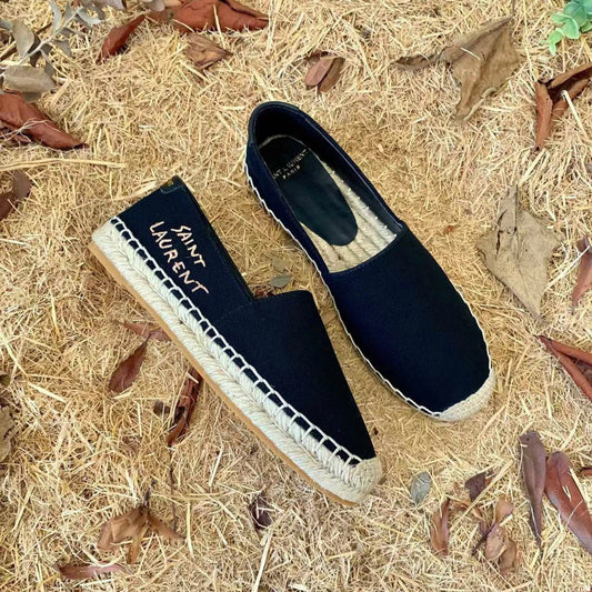 SL EMBROIDERED ESPADRILLES IN CANVAS BLACK - 35
