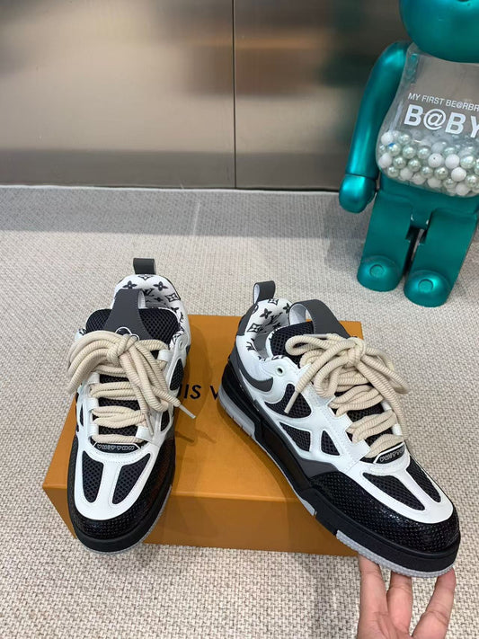 LV SKATE SNEAKER BLACK MIX WHITE COWHIDE - 35