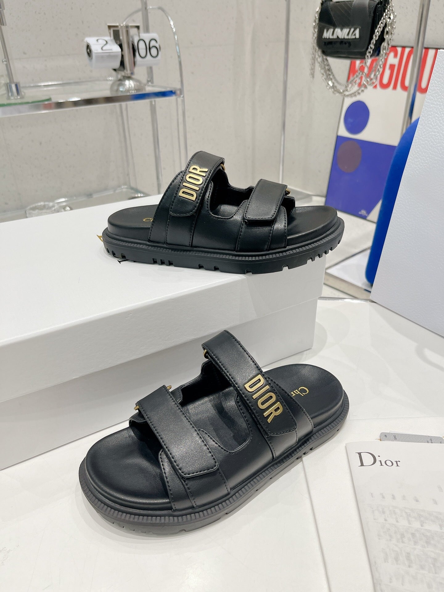 CD DIORACT SANDALS IN BLACK LAMBSKIN - 35