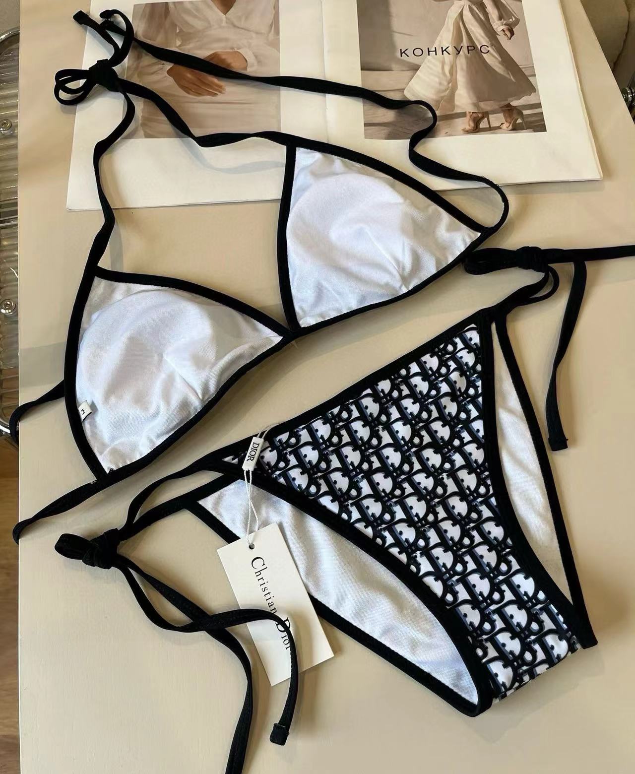 CD Oblique Bikini Navy Blue Polyamide