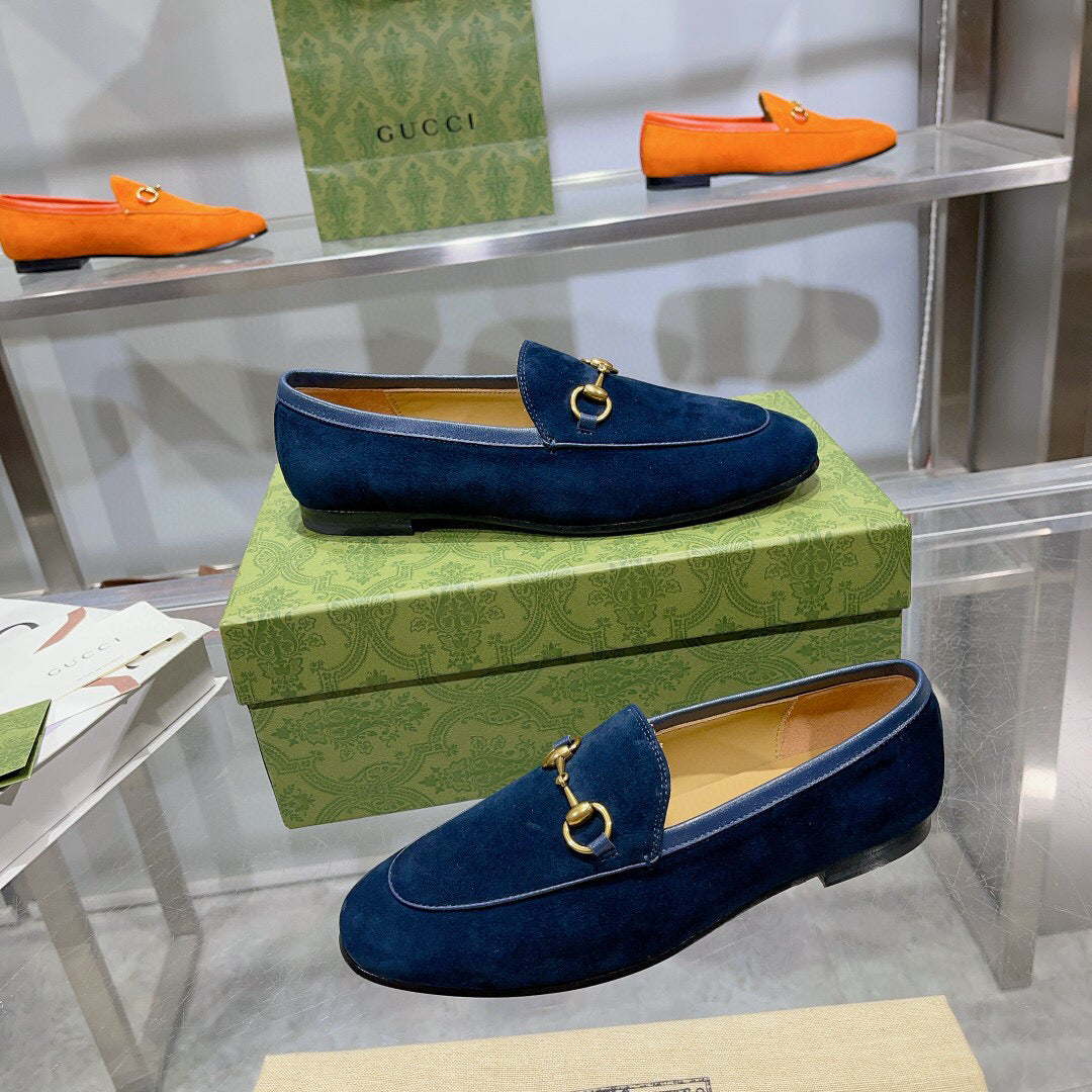GG HORSEBIT LOAFERS NAVY BLUE SUEDE GHW - 35