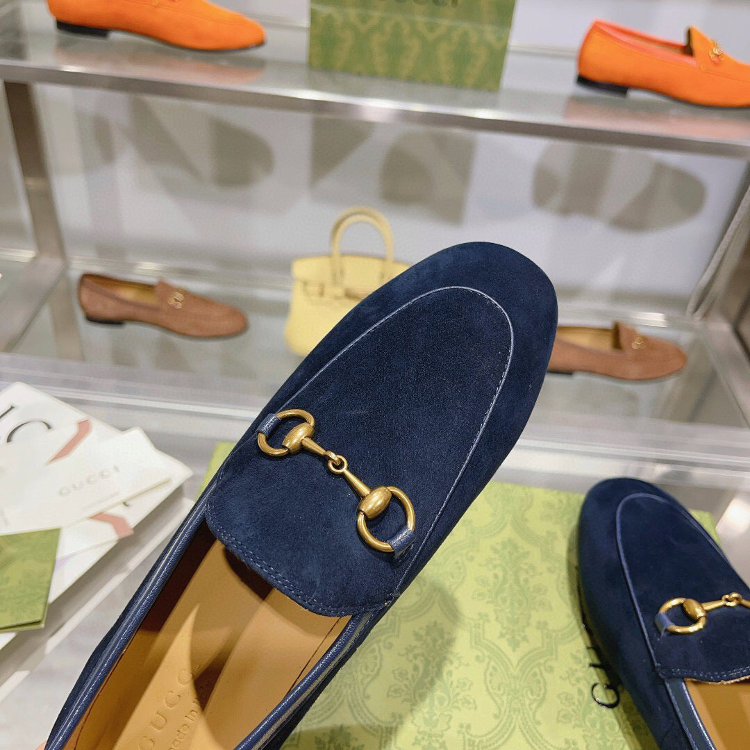 GG HORSEBIT LOAFERS NAVY BLUE SUEDE GHW - 35