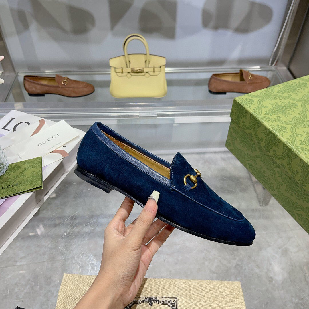 GG HORSEBIT LOAFERS NAVY BLUE SUEDE GHW - 35