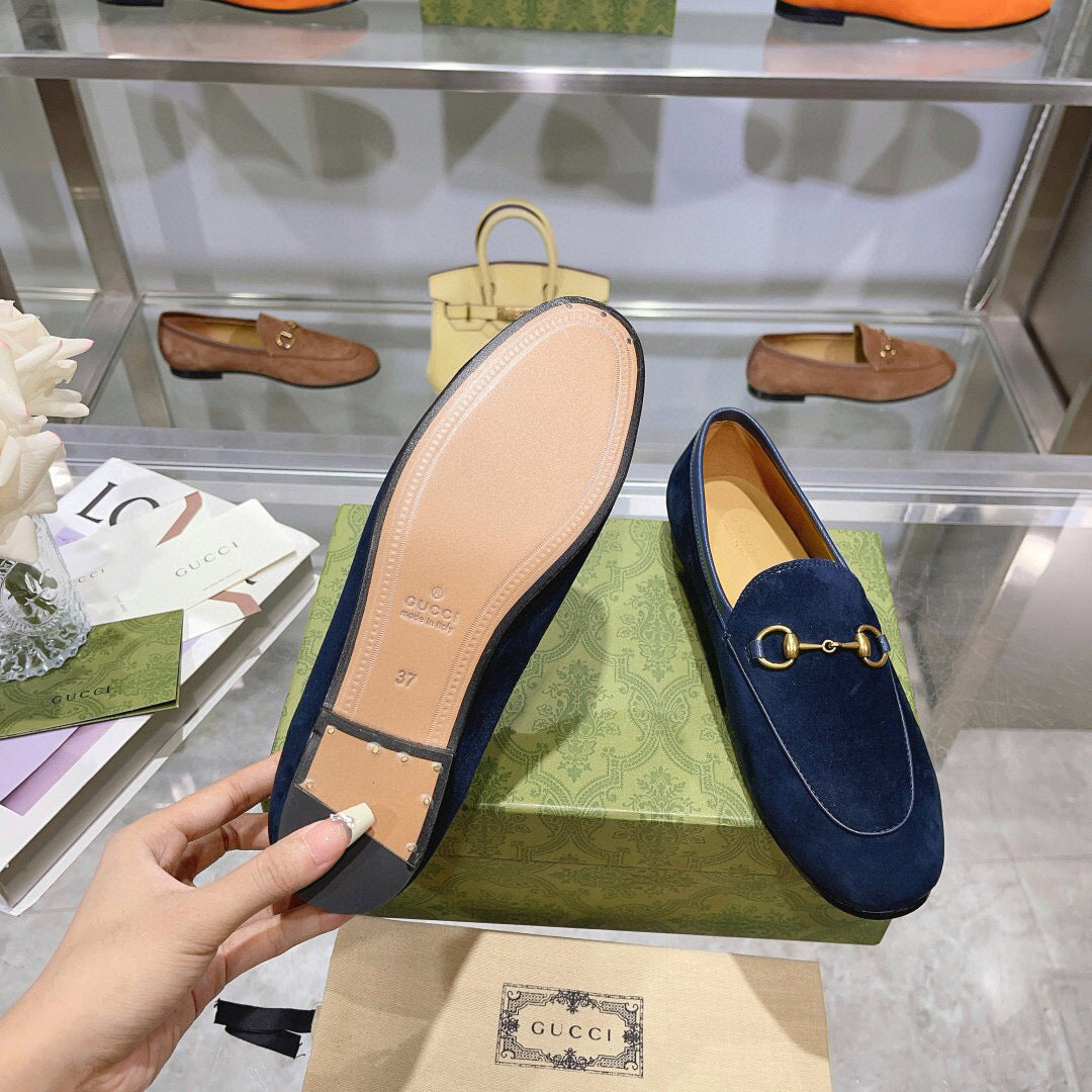 GG HORSEBIT LOAFERS NAVY BLUE SUEDE GHW - 35