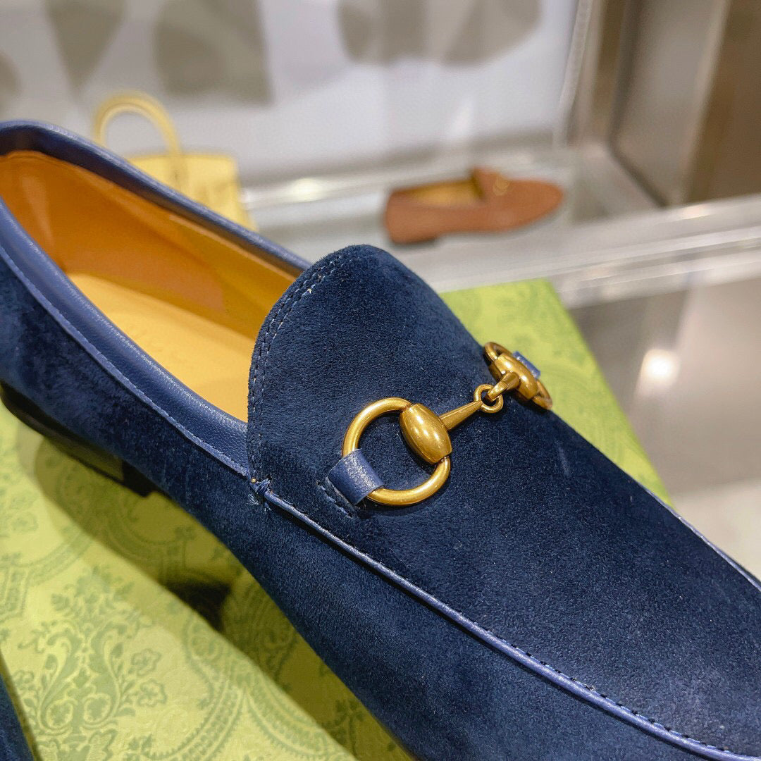 GG HORSEBIT LOAFERS NAVY BLUE SUEDE GHW - 35