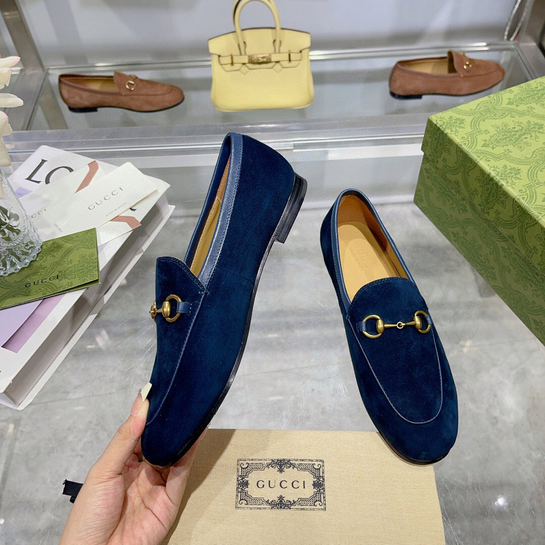 GG HORSEBIT LOAFERS NAVY BLUE SUEDE GHW - 35