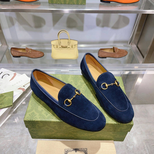 GG HORSEBIT LOAFERS NAVY BLUE SUEDE GHW - 35