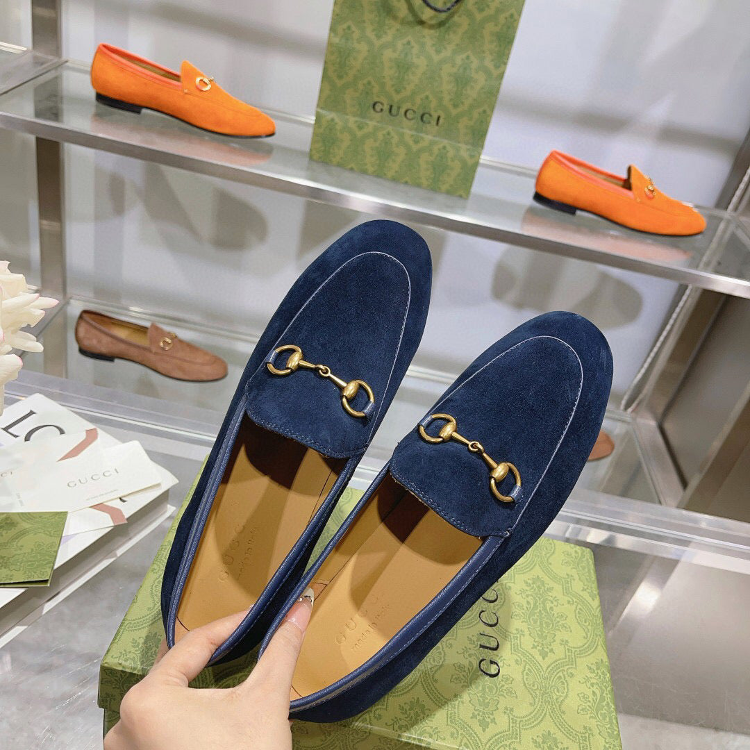 GG HORSEBIT LOAFERS NAVY BLUE SUEDE GHW - 35
