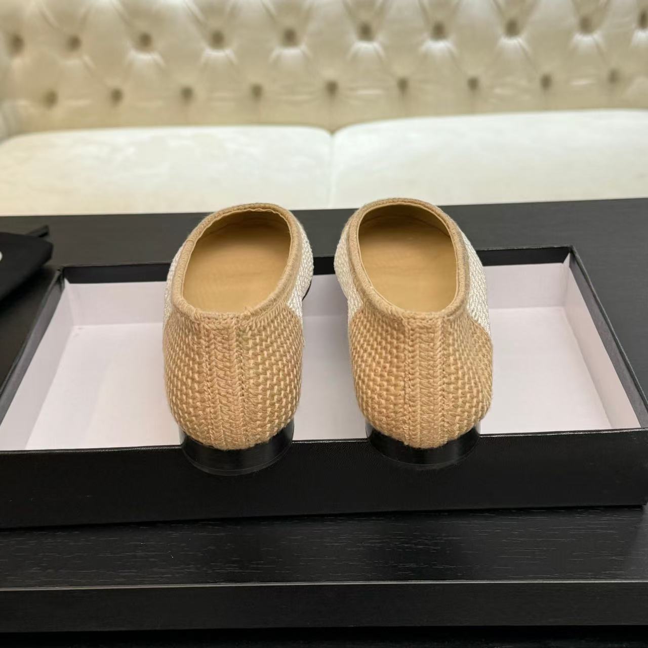 cc 2025 ballet flat beige white raffia - 34