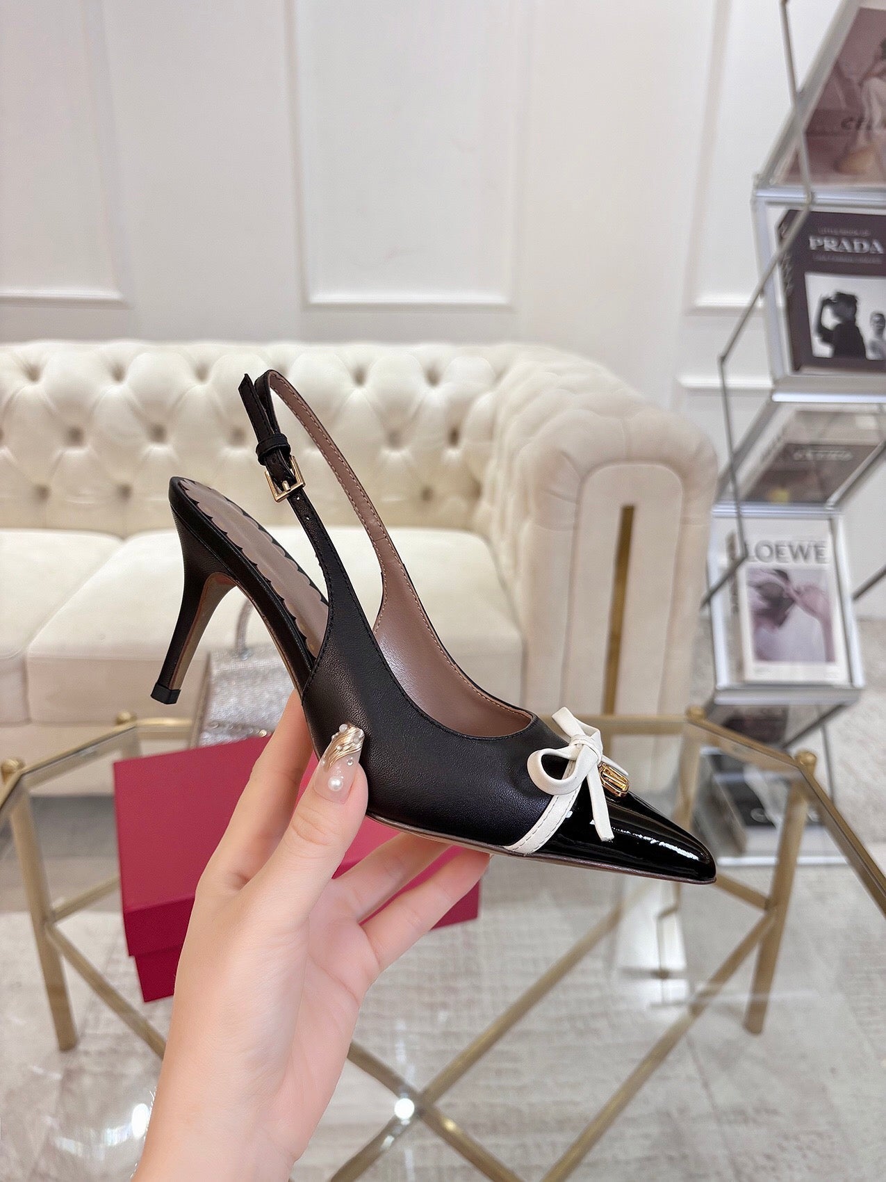 GARAVANI POINTED SLINGBACK PUMPS IN BLACK CALFSKIN - 35