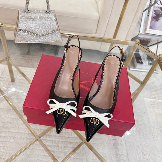 GARAVANI POINTED SLINGBACK PUMPS IN BLACK CALFSKIN - 35