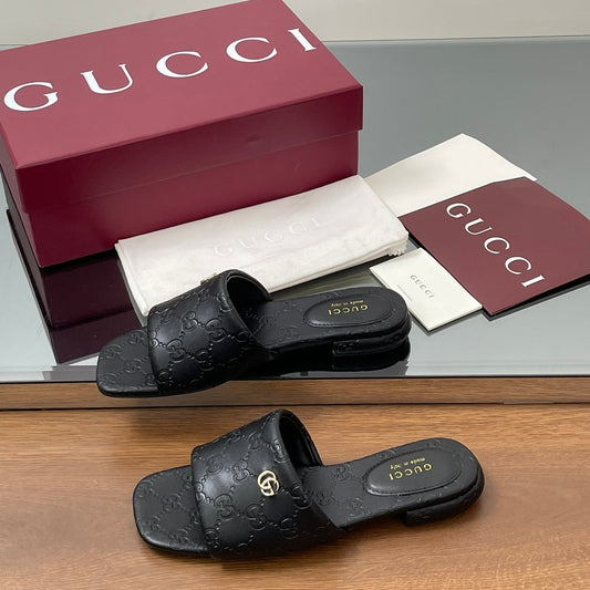 DOUBLE G SANDALS IN BLACK IVORY CALFSKIN - 35