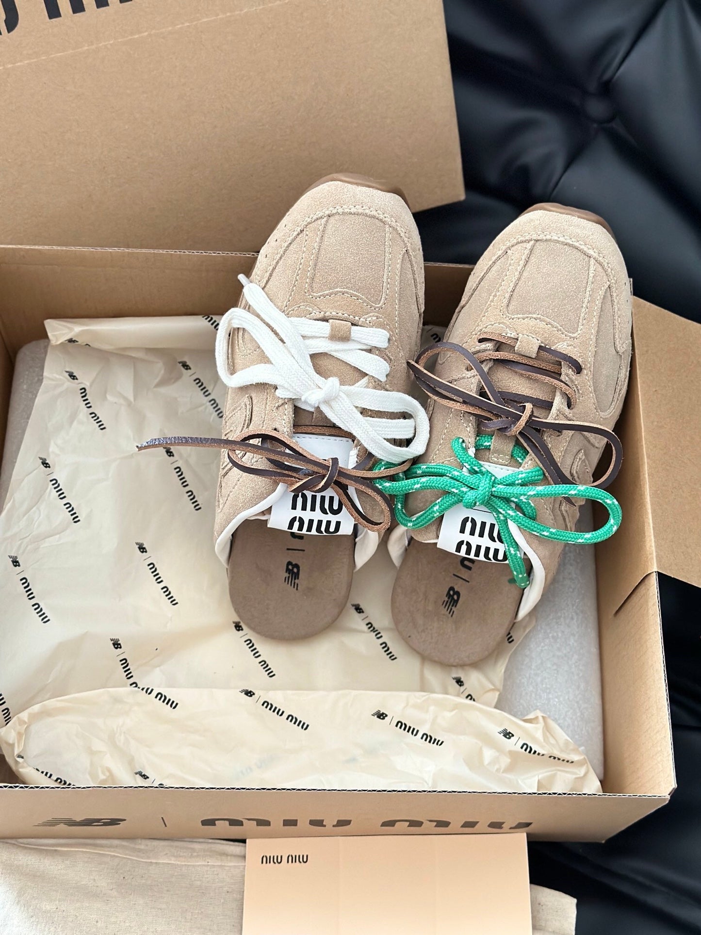 MIUxNEW 530 MULES SNEAKER IN BROWN ECRU SUEDE - 35