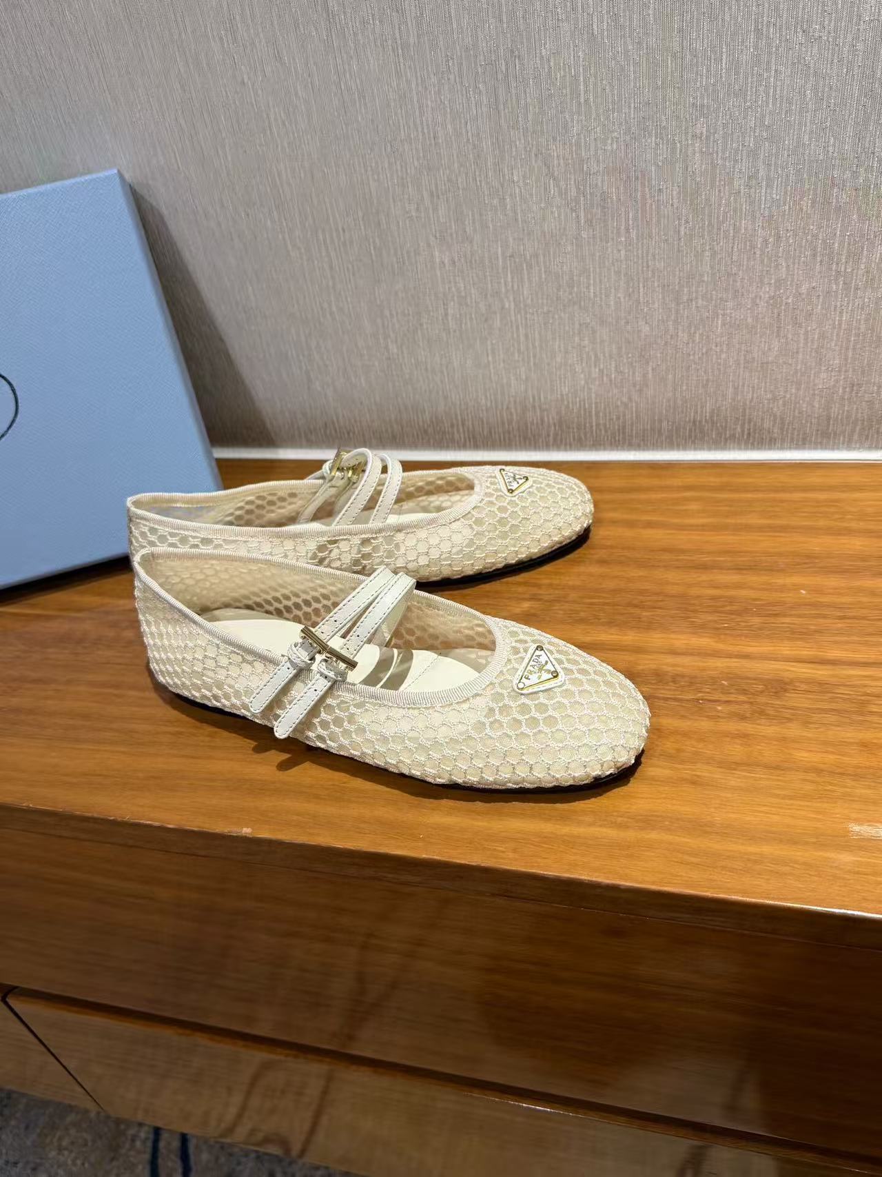 PRA BALLERINAS BALLET FLATS IN BEIGE MESH FABRIC - 35