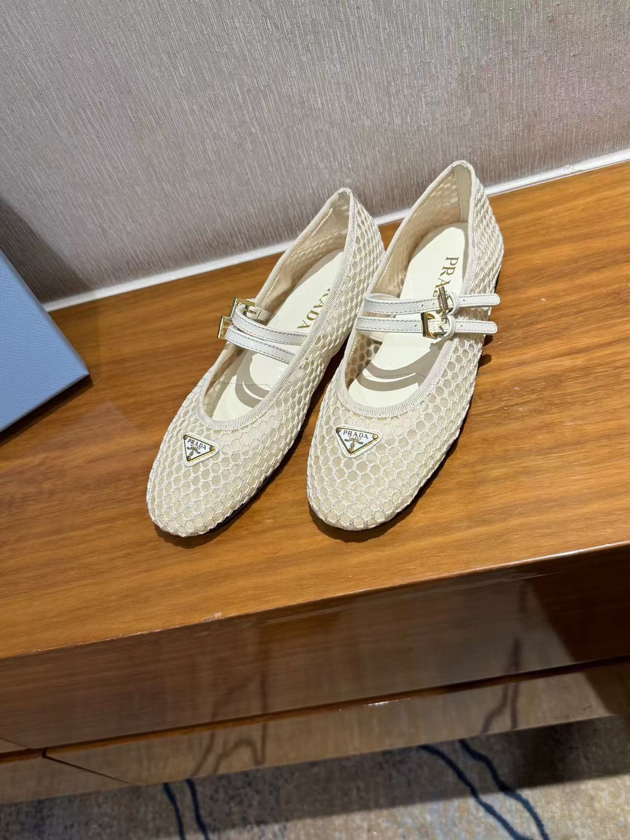 PRA BALLERINAS BALLET FLATS IN BEIGE MESH FABRIC - 35