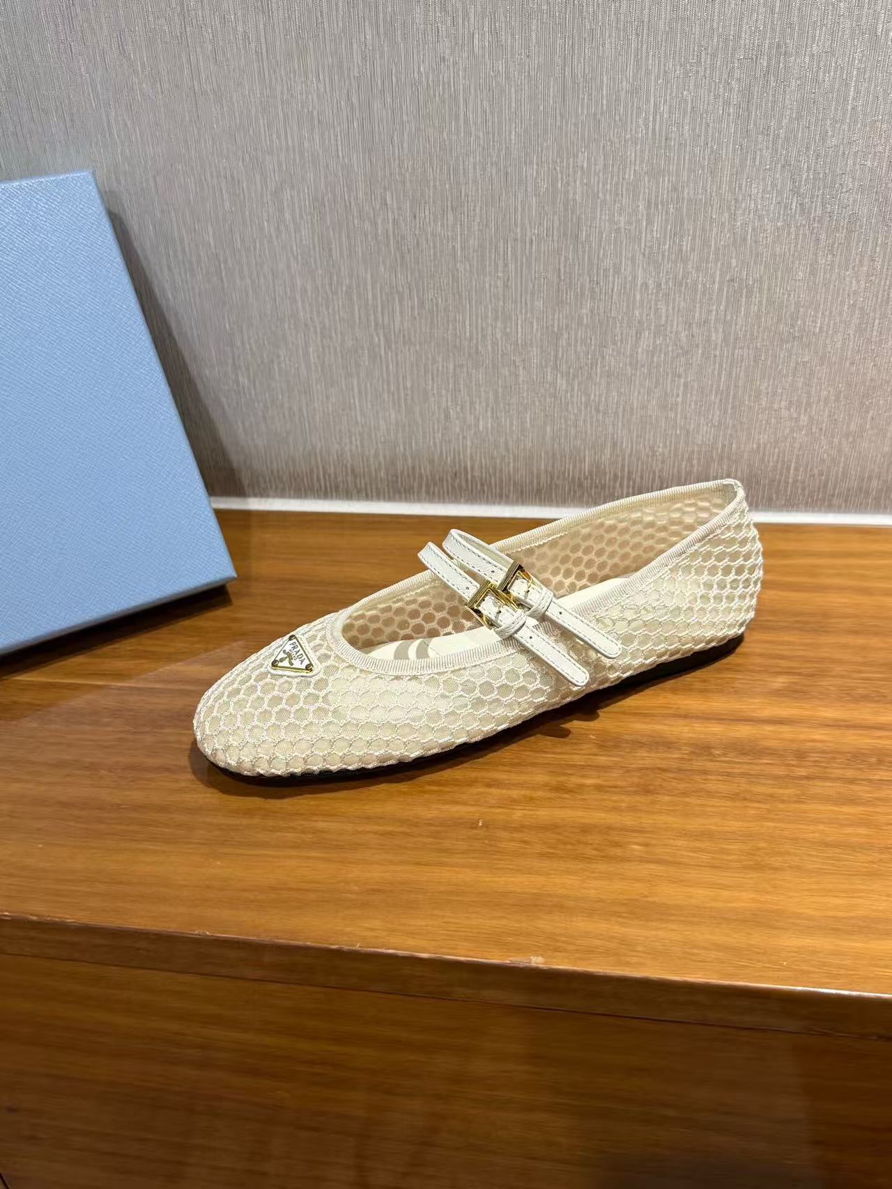 PRA BALLERINAS BALLET FLATS IN BEIGE MESH FABRIC - 35
