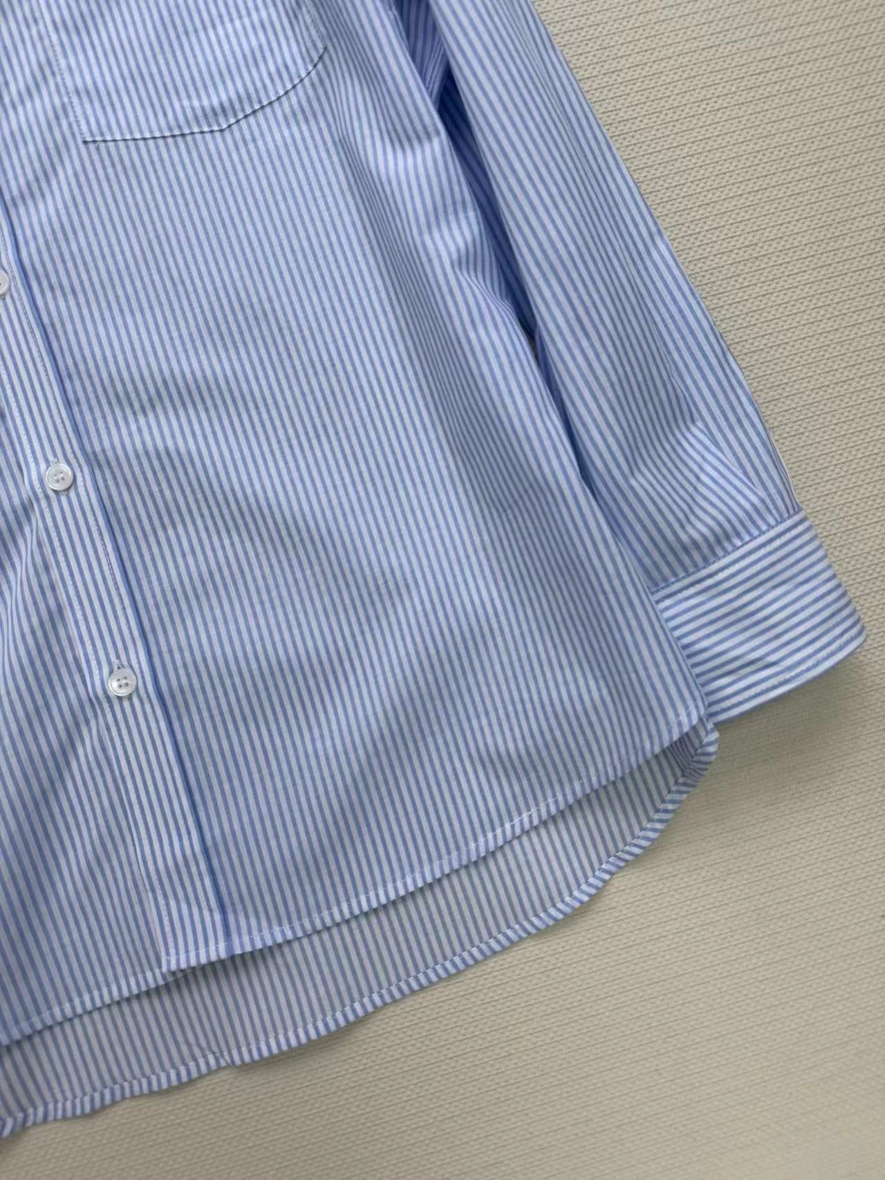 Celine Shirt Blue White Cotton