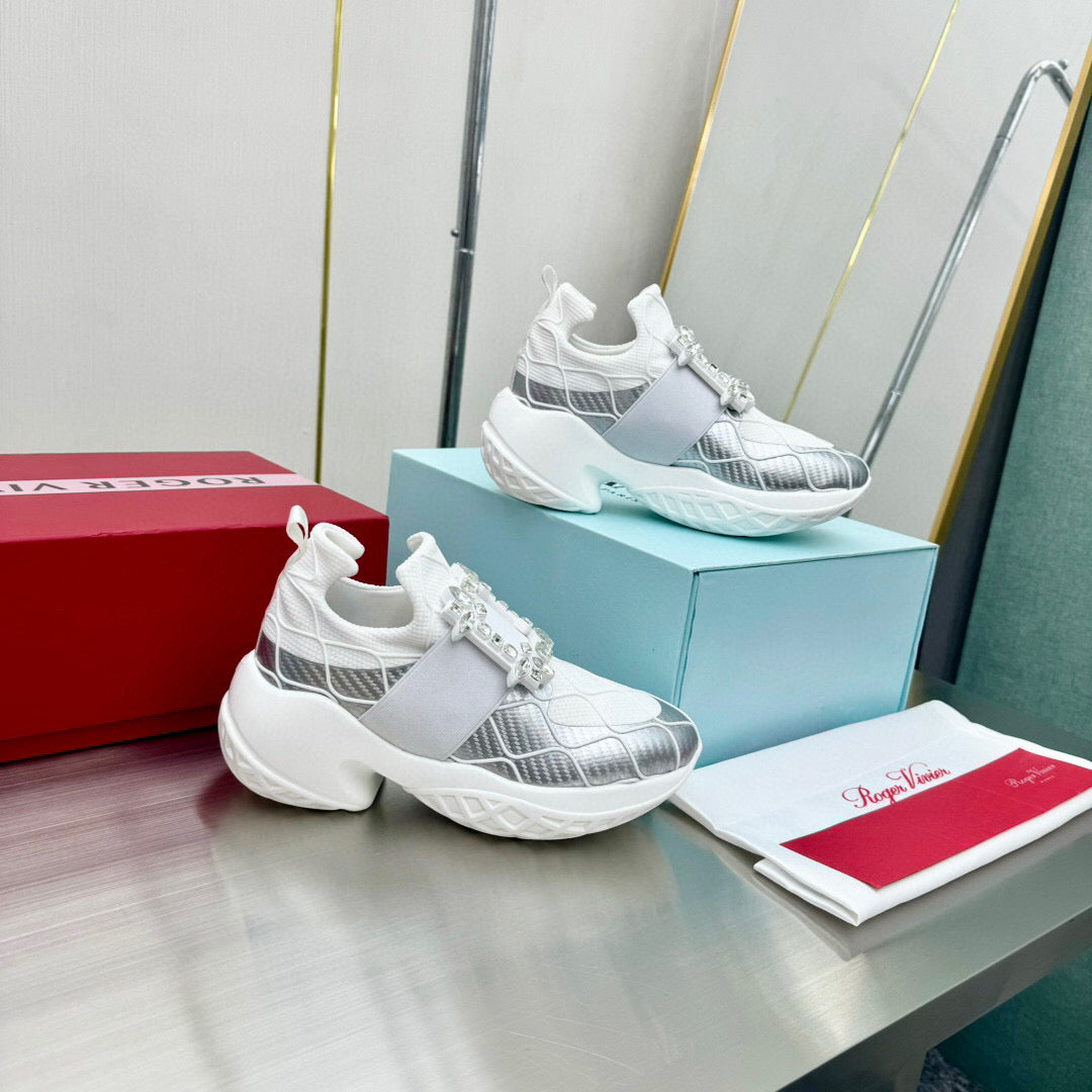 VIV' RUN SNEAKERS IN WHITE MIX SILVER GREY FABRIC - 35