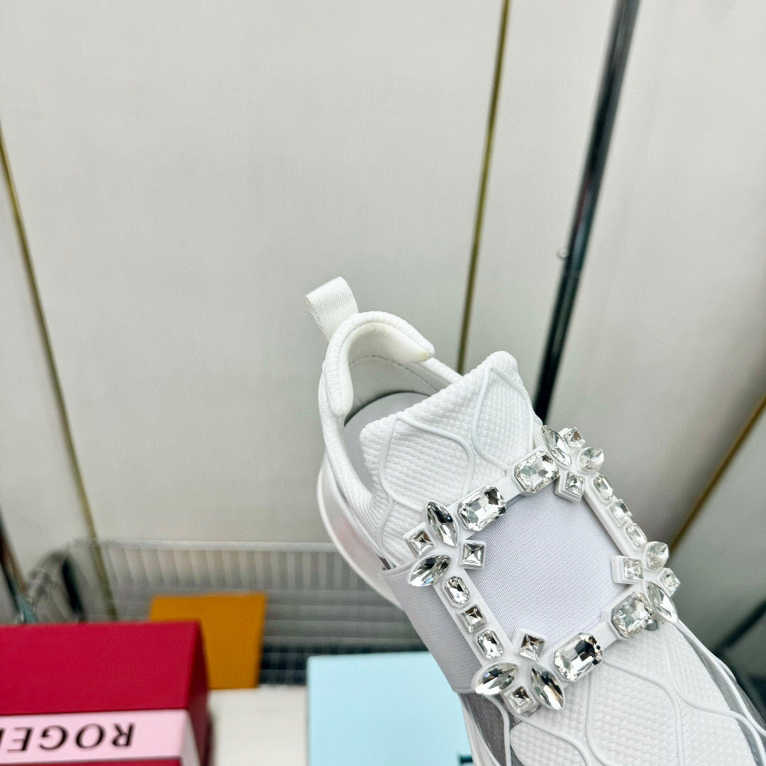 VIV' RUN SNEAKERS IN WHITE MIX SILVER GREY FABRIC - 35