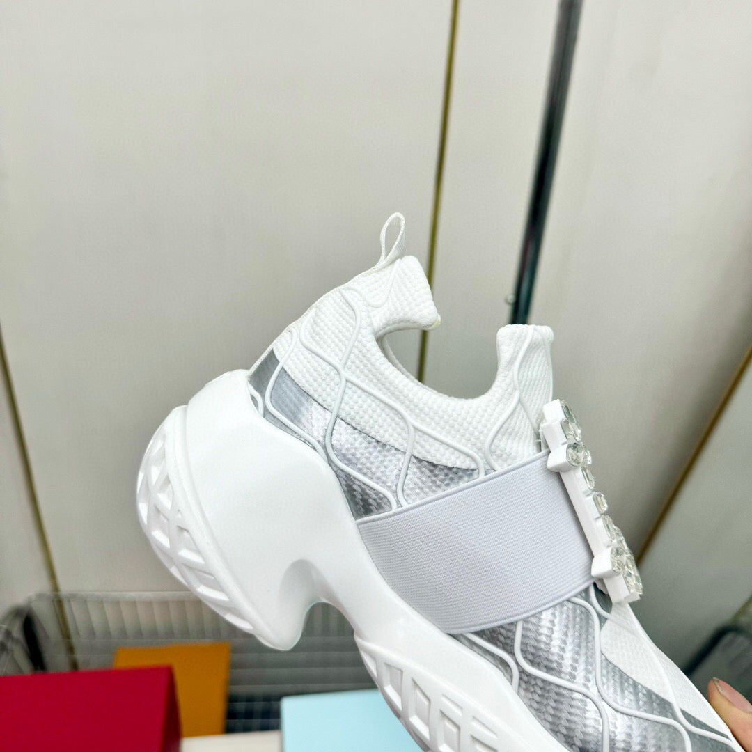 VIV' RUN SNEAKERS IN WHITE MIX SILVER GREY FABRIC - 35