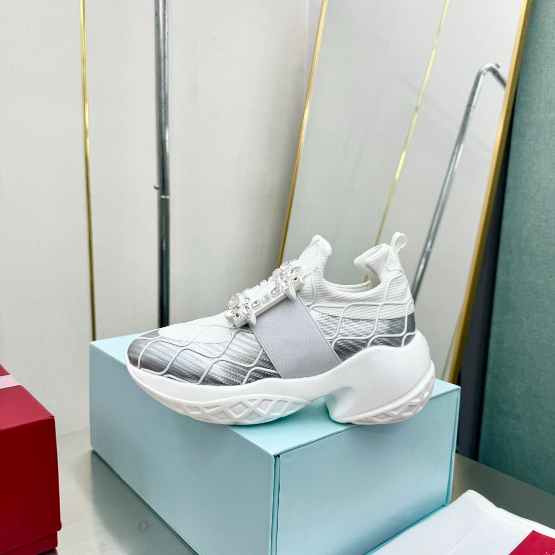VIV' RUN SNEAKERS IN WHITE MIX SILVER GREY FABRIC - 35