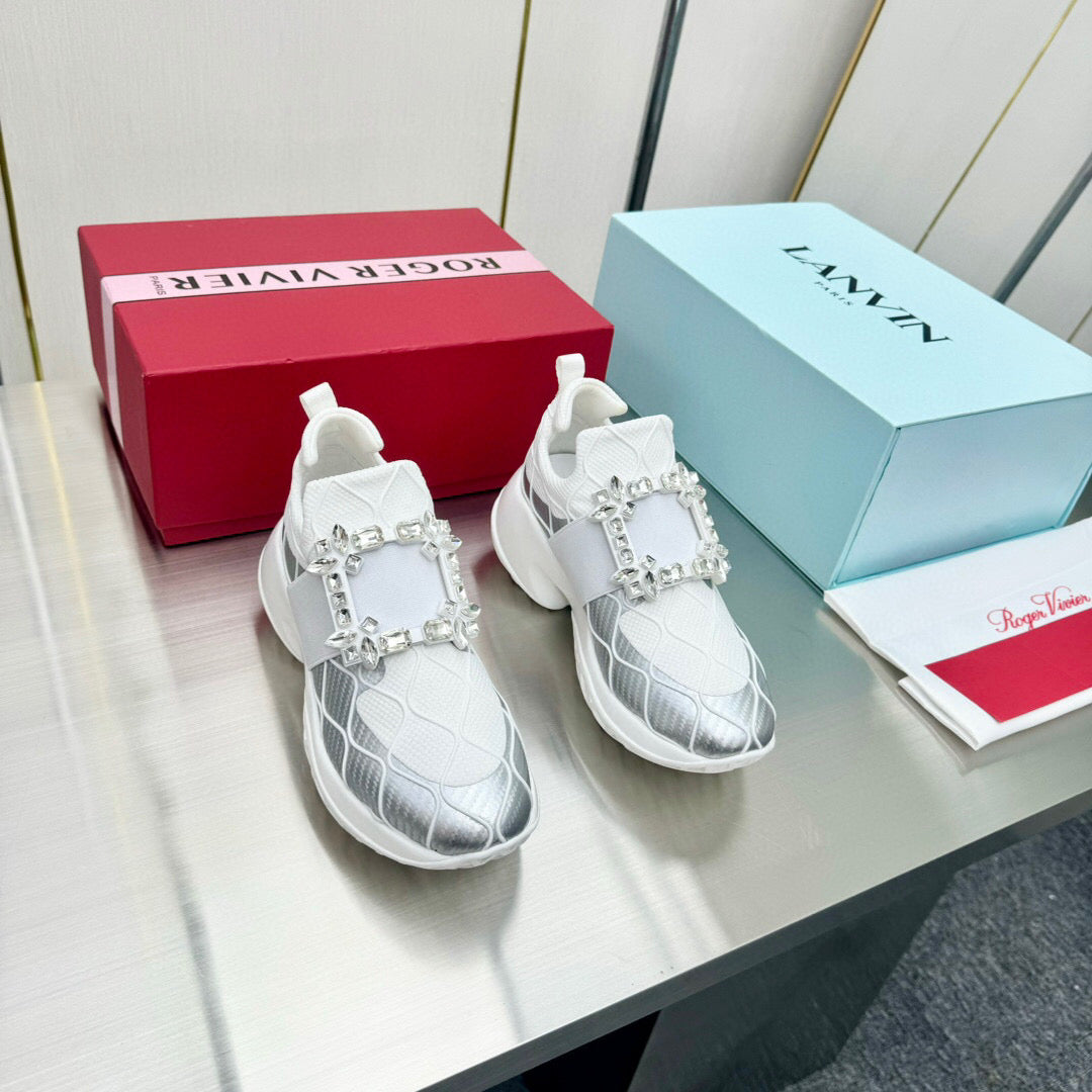 VIV' RUN SNEAKERS IN WHITE MIX SILVER GREY FABRIC - 35