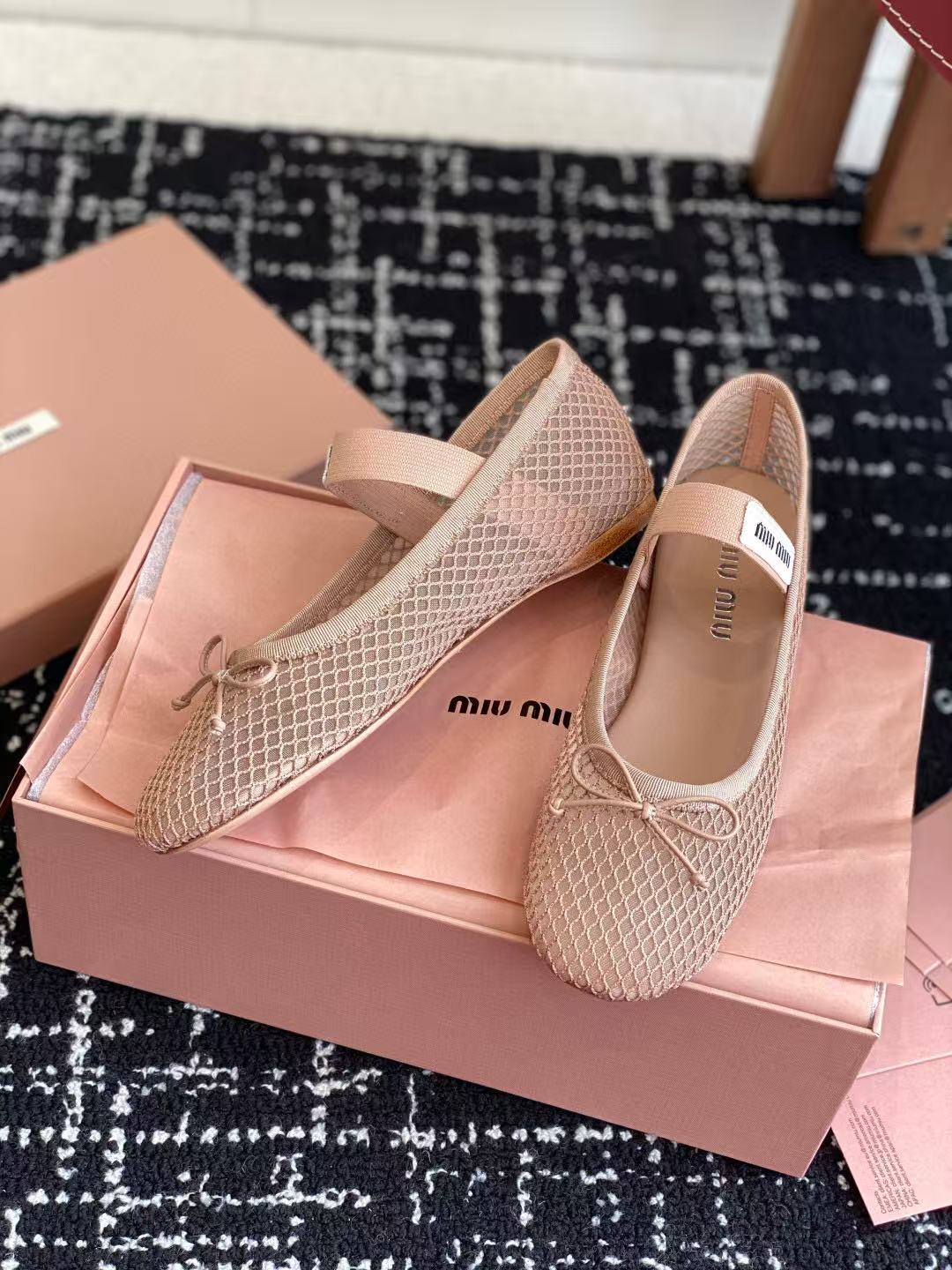 MM BALLET FLAT IN LIGHT PINK MESH - 35