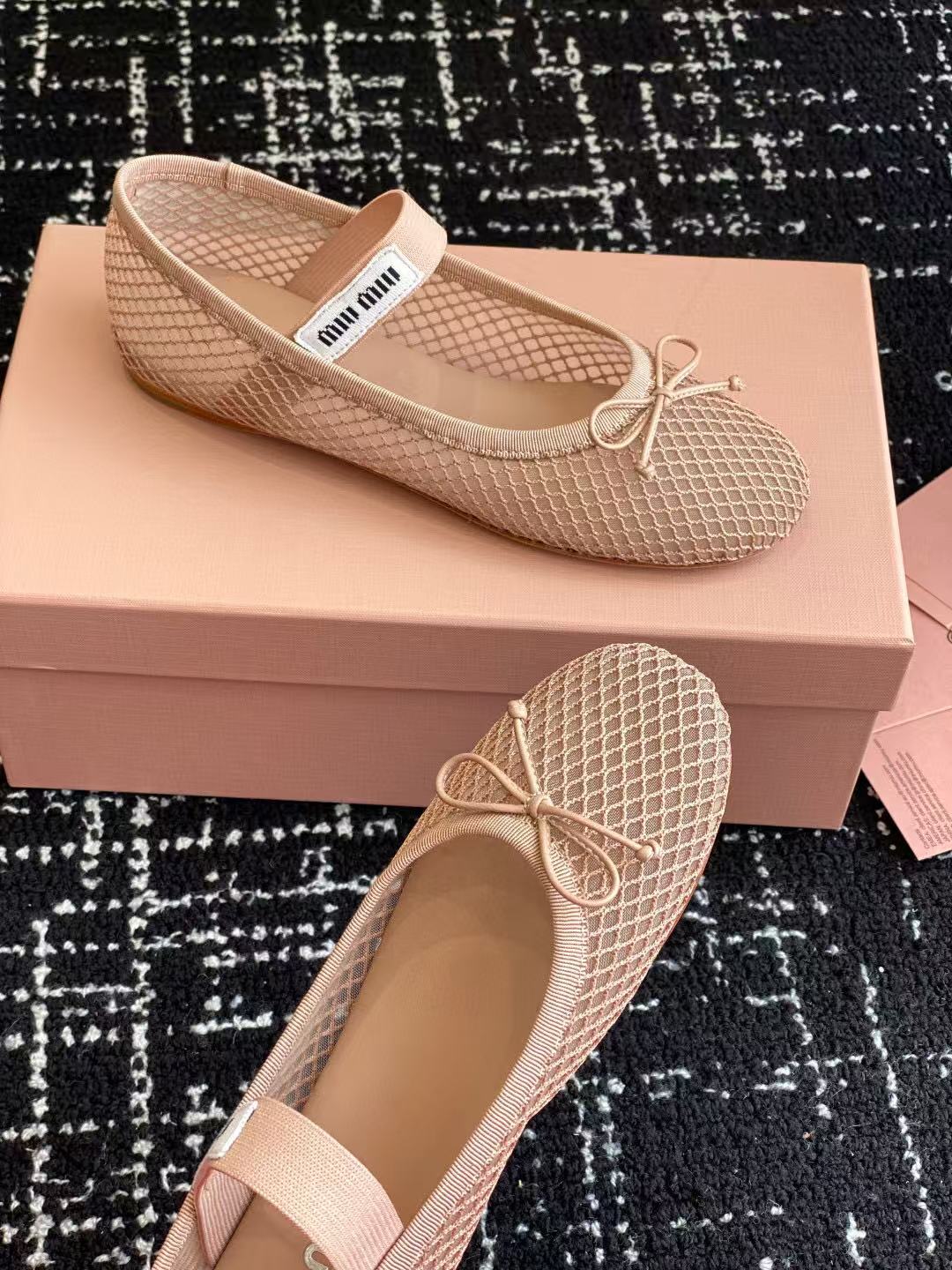 MM BALLET FLAT IN LIGHT PINK MESH - 35