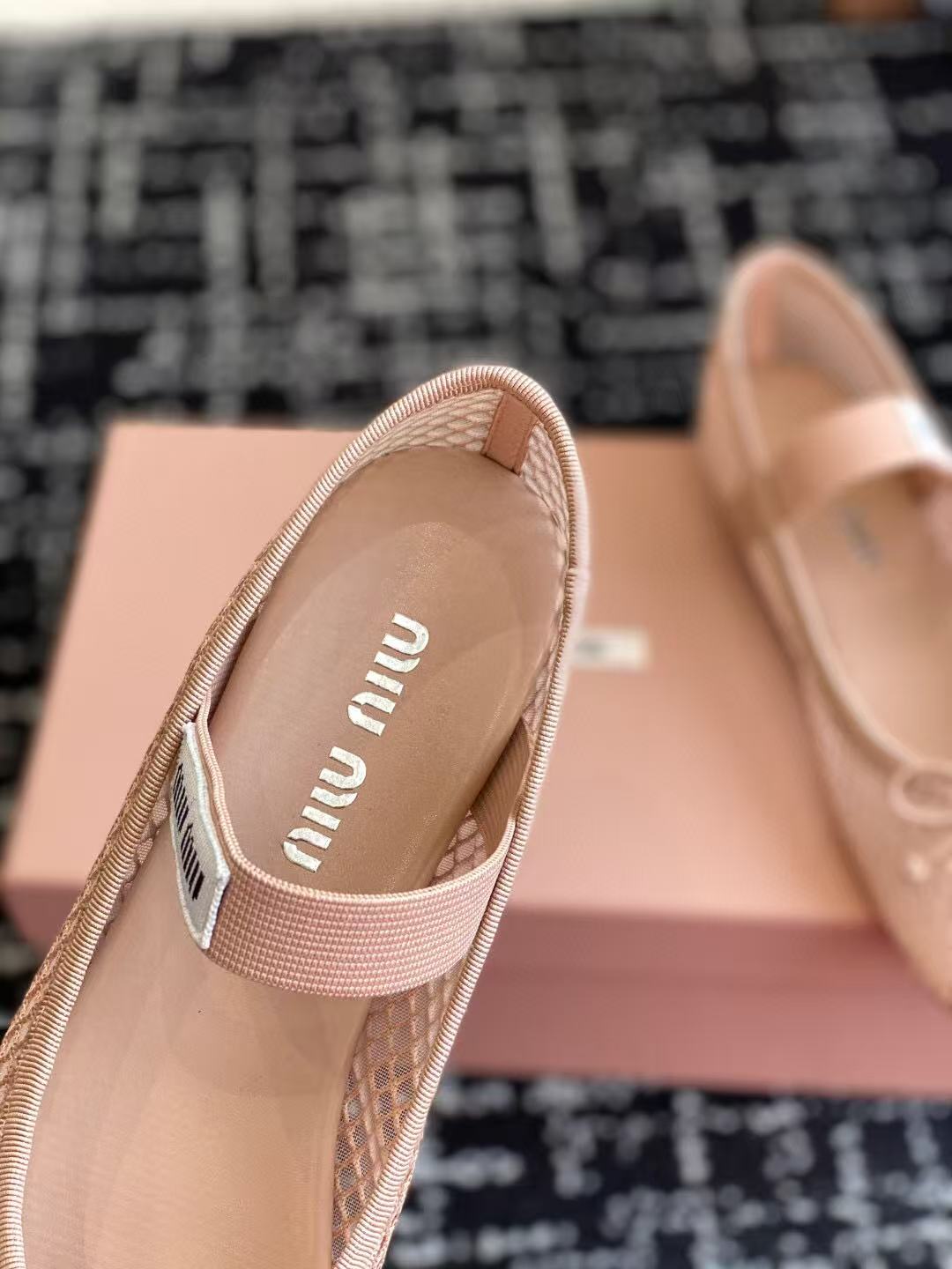 MM BALLET FLAT IN LIGHT PINK MESH - 35