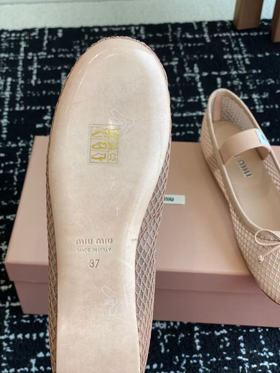 MM BALLET FLAT IN LIGHT PINK MESH - 35