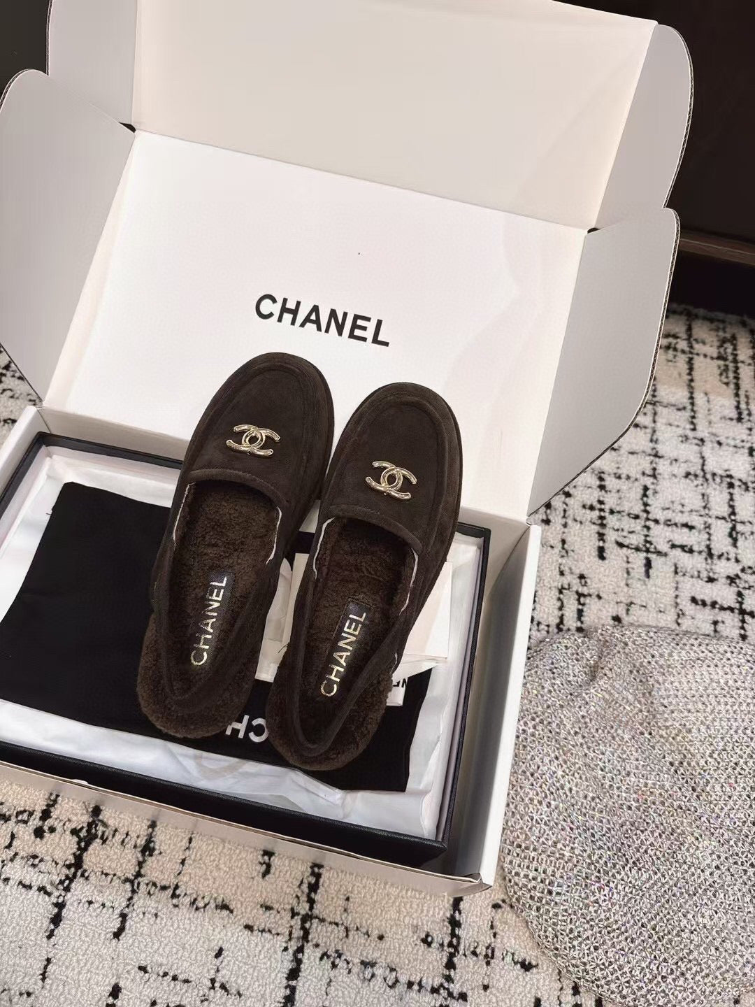 SLINGBACK LOAFER IN BROWN SUEDE AND SHEARLING - 35