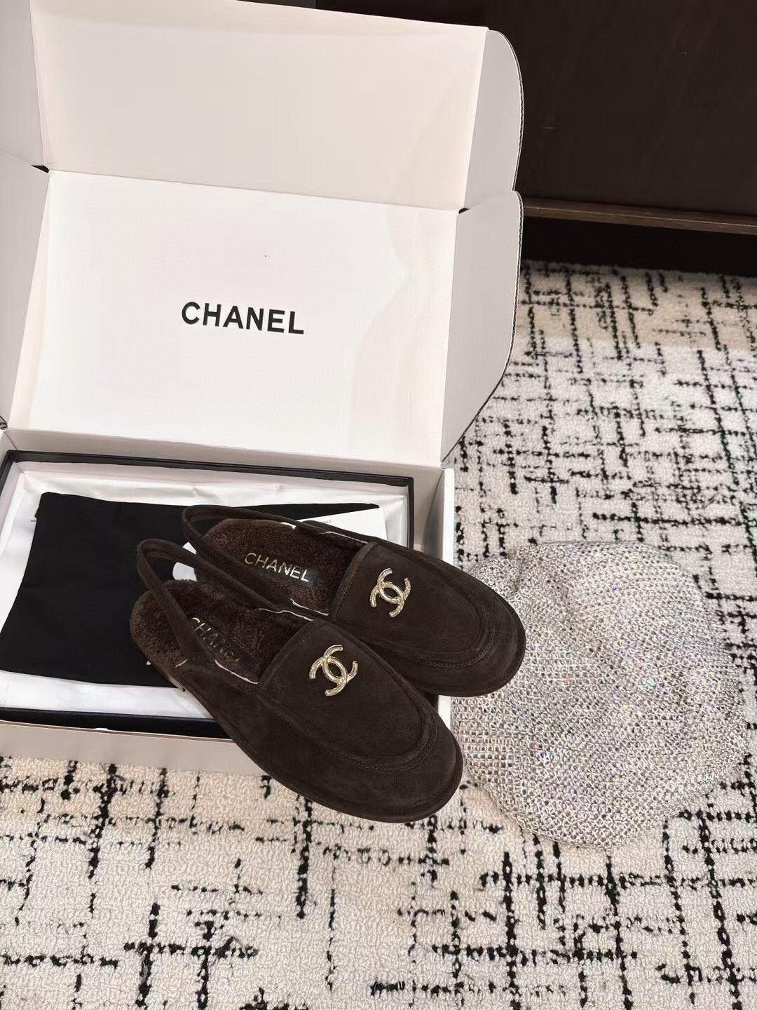 SLINGBACK LOAFER IN BROWN SUEDE AND SHEARLING - 35