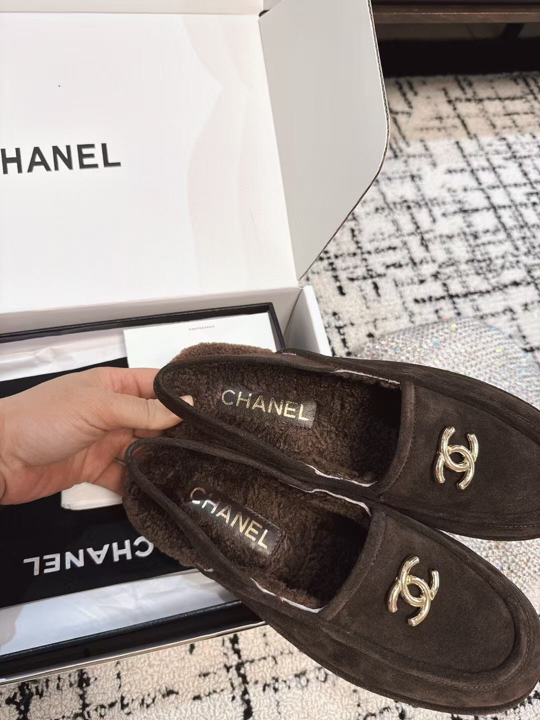 SLINGBACK LOAFER IN BROWN SUEDE AND SHEARLING - 35