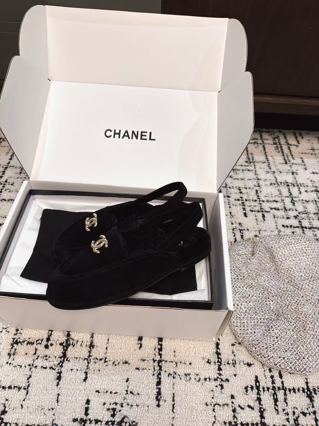 SLINGBACK LOAFER IN BLACK SUEDE AND SHEARLING - 35