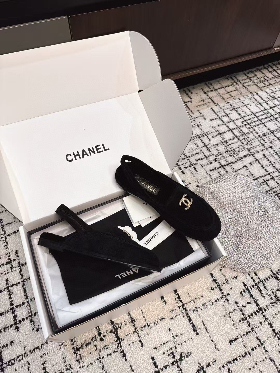 SLINGBACK LOAFER IN BLACK SUEDE AND SHEARLING - 35
