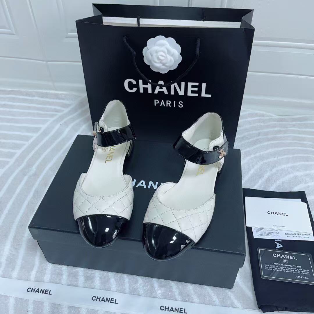 CC FLAT SANDAL IN WHITE MIX BLACK CALFSKIN - 36