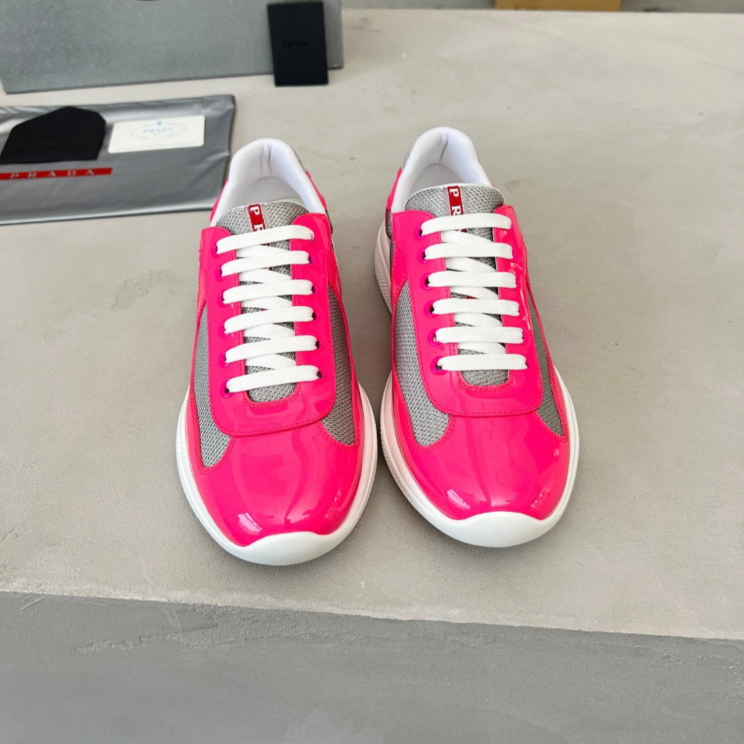 CHUNKY SOLE DESIGN SNEAKER IN PINK AND WHITE MESH MIX LEATHER - 35