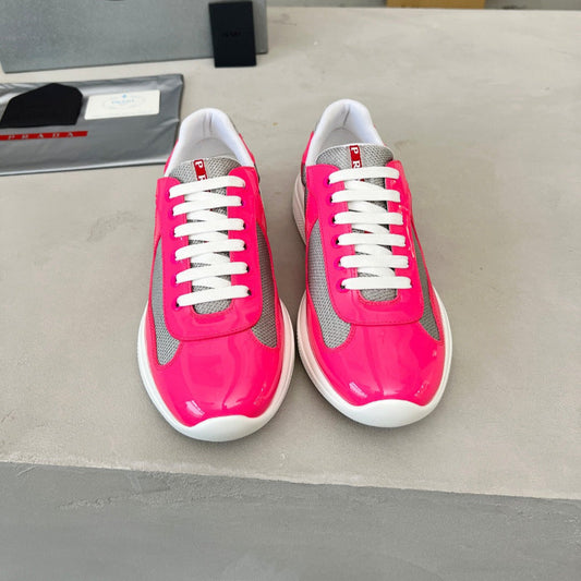 CHUNKY SOLE DESIGN SNEAKER IN PINK AND WHITE MESH MIX LEATHER - 35