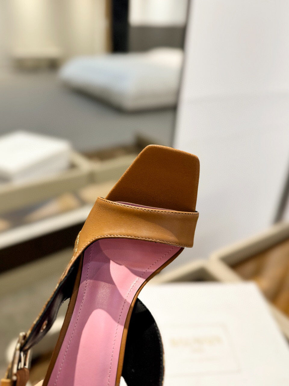 RUBY SANDALS IN BROWN CALFSKIN AND PB LABYRINTH CANVAS - 36