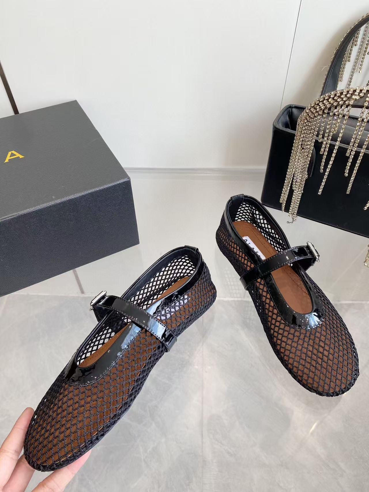 MARY JANE SHOES IN BLACK MESH AND LEATHER - 35
