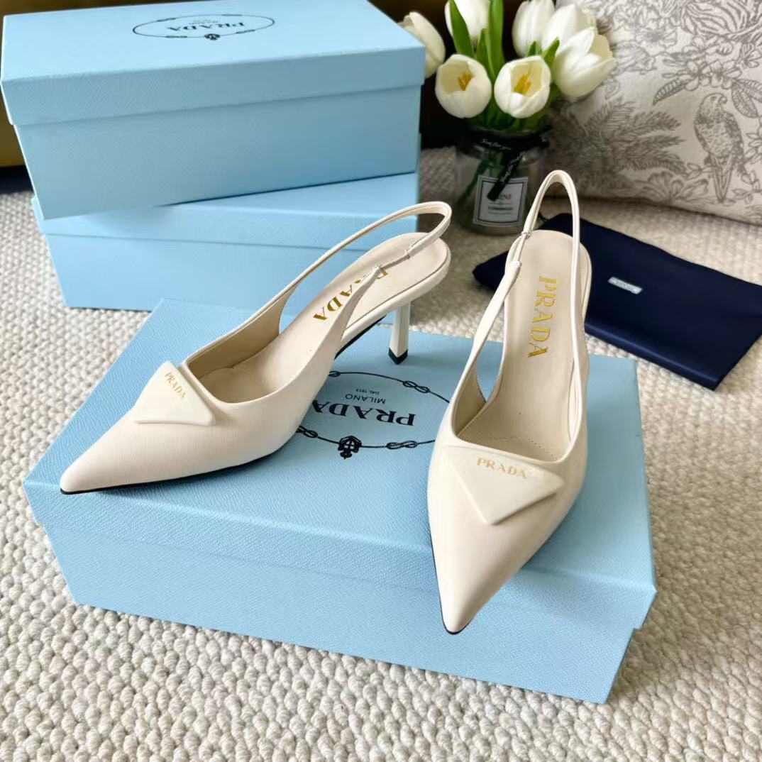PRA SLINGBACK PUMPS IN CREAM CALFSKIN - 35