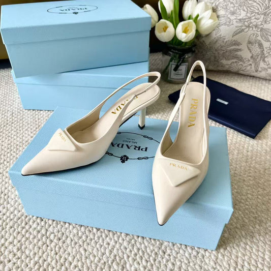 PRA SLINGBACK PUMPS IN CREAM CALFSKIN - 35