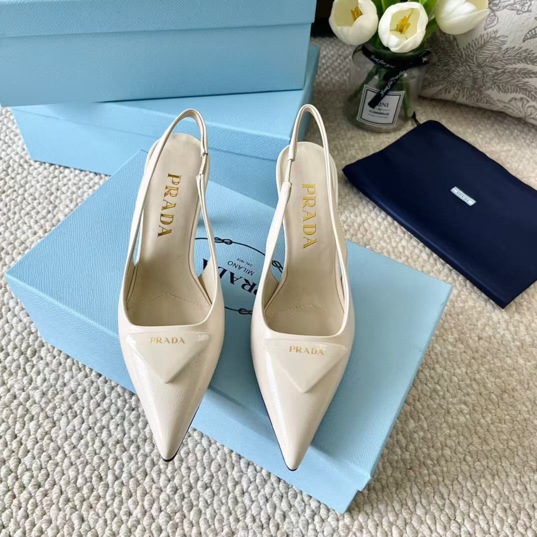 PRA SLINGBACK PUMPS IN CREAM CALFSKIN - 35